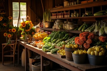 Wall Mural - Summer farm markets - Generative AI