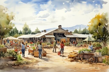 Canvas Print - Summer farm markets - Generative AI