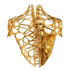 Wall Mural - abstract polygon gold human rib cage isolated on white