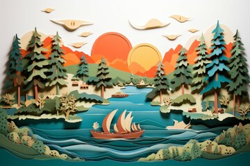 Wall Mural - Summer boating - Generative AI