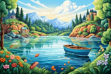 Wall Mural - Summer boating - Generative AI