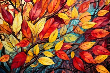 Wall Mural - Fall foliage - Generative AI