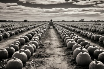 Wall Mural - Pumpkin patches - Generative AI