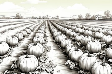 Wall Mural - Pumpkin patches - Generative AI