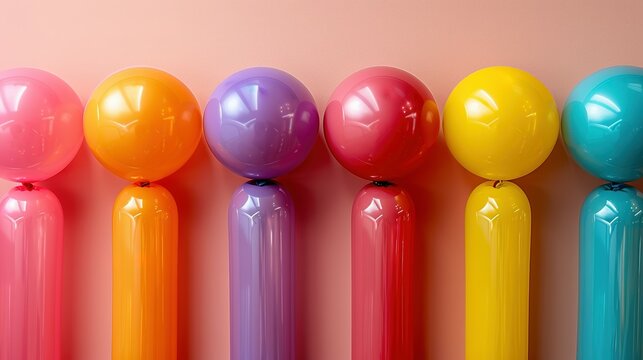 Chromatic Celebration: Balloons and Tubes Illuminate Beige