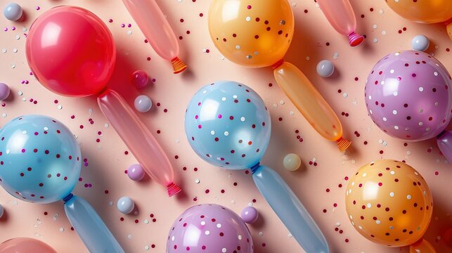 Chromatic Celebration: Balloons and Tubes Illuminate Beige
