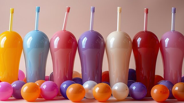 Balloons Galore: A Kaleidoscope of Color on Beige
