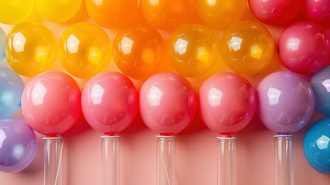 Balloons Galore: A Kaleidoscope of Color on Beige