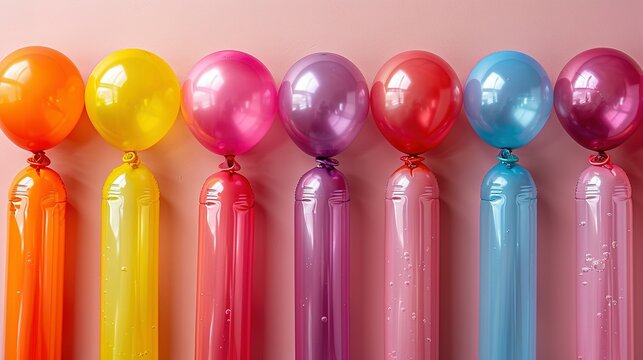 Balloons Galore: A Kaleidoscope of Color on Beige