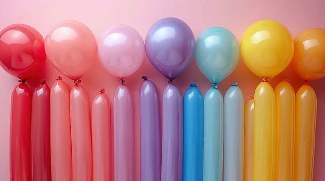 Balloons Galore: A Kaleidoscope of Color on Beige