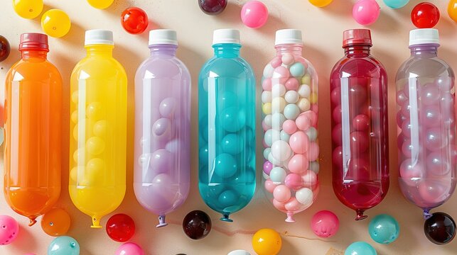 Balloons Galore: A Kaleidoscope of Color on Beige