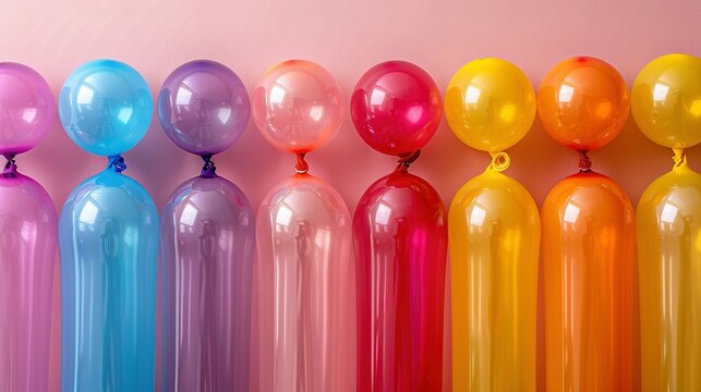Burst of Joy: Vibrant Balloons and Tubes on Neutral Background