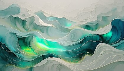 Wall Mural -  Energetic, freeform strokes with texture and depth, set against a light gray canvas.