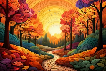 Wall Mural - Autumn forests - Generative AI