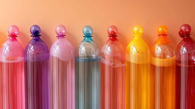 Cheerful Confetti: Balloons and Tubes Sprinkle Fun on Beige