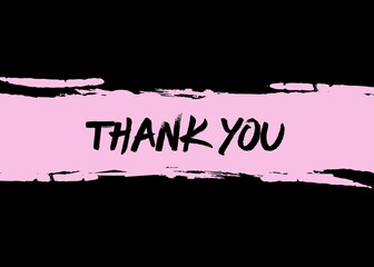 Sticker - digital Thank You card design with black background and  brush strokes