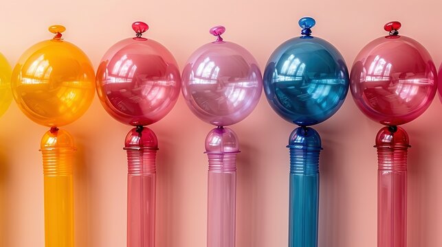 Colorful Balloon Bonanza: Vibrant Party Vibes on Beige