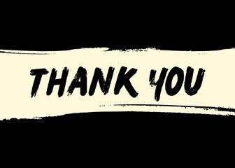 Thank You card design with black background and skin color brush strokes