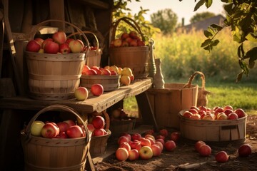 Wall Mural - Apple orchards - Generative AI