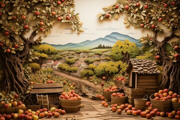 Canvas Print - Apple orchards - Generative AI