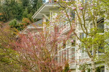 Wall Mural - Fragment of luxury house with nice summer  landscape in Vancouver, Canada.