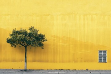 Wall Mural - Clear Yellow wall - generative ai