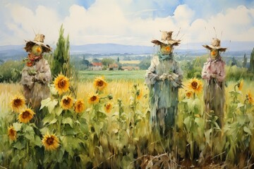 Canvas Print - Scarecrows - Generative AI