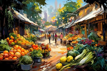 Wall Mural - Farmers' markets - Generative AI