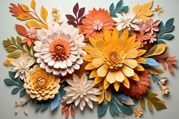 Wall Mural - Autumn flowers - Generative AI