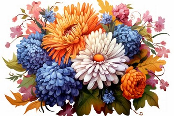 Canvas Print - Autumn flowers - Generative AI