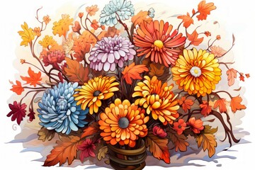 Wall Mural - Autumn flowers - Generative AI