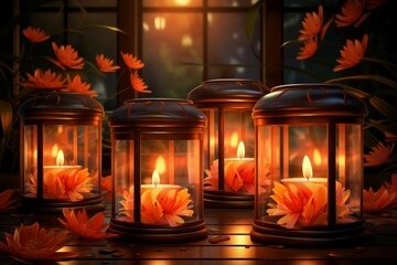 Canvas Print - Lanterns and candles - Generative AI