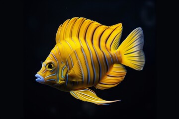 Canvas Print - yellow zebrasoma on a dark background