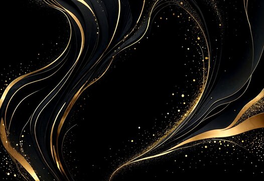 Black and Gold Abstract Background with Glitter