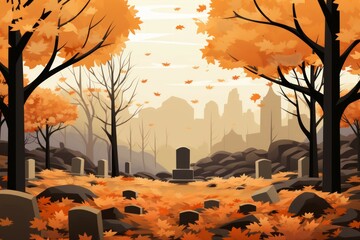 Wall Mural - Cemeteries - Generative AI