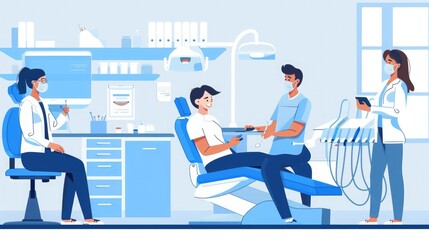 Wall Mural - Patients consulting the dentist at dental clinic