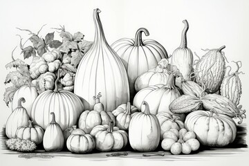 Wall Mural - Gourds and squashes - Generative AI