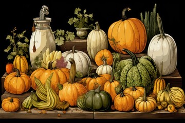 Wall Mural - Gourds and squashes - Generative AI