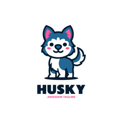 Wall Mural - Vector Logo Illustration Husky Mascot Cartoon Style.