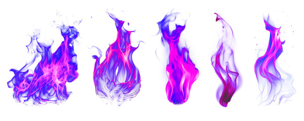 Wall Mural - Purple flame png cut out element set