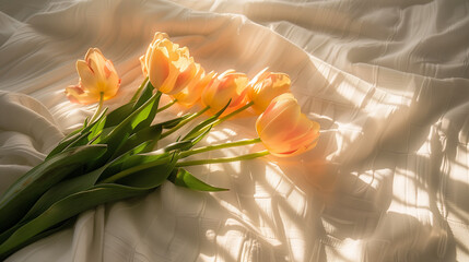 Poster - orange flower on bed