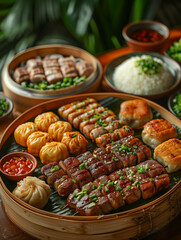 Wall Mural - Close up of traditional Asian food in the kitchen