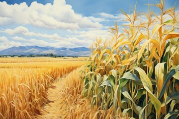 Wall Mural - Cornfields - Generative AI