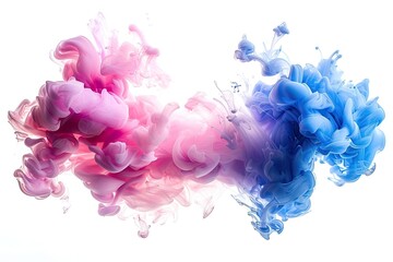 Wall Mural - Blue and pink ink isolated on white background