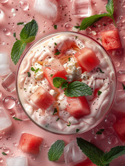 Wall Mural - close up of drink of watermelon with cream