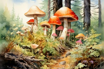 Poster - Mushrooms and fungi - Generative AI