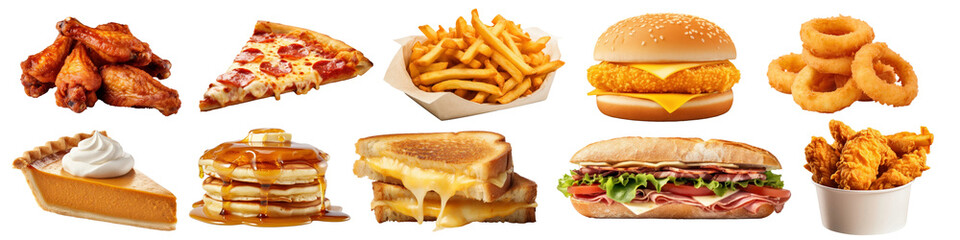 Wall Mural - Fast food png element set on transparent background