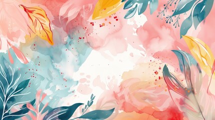 Wall Mural - Abstract watercolor background for summer holidays with hand painted dreamy colors
