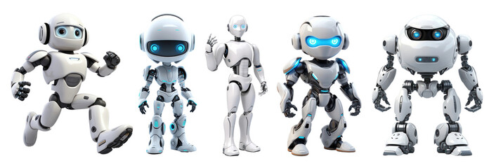Robot png element set on transparent background