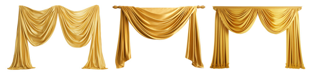 Wall Mural - gold curtain png element set on transparent background